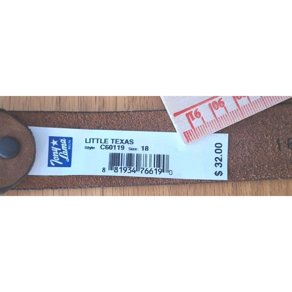 NWT Tony Lama LITTLE TEXAS Handtooled Western Leather Belt W Buckle Child 4/6 yr